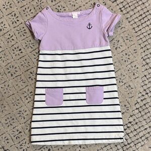 Janie & Jack Lavender and White Striped Nautical Kids Dress with Anchor sz 6
